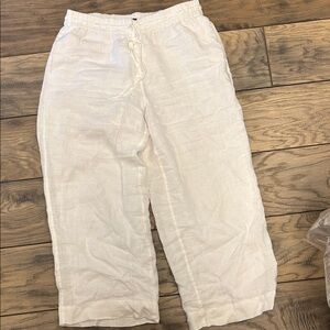 White Linen Cropped Pants